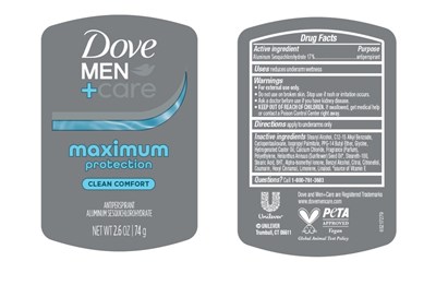 Label (Dove Men + Care Maximum Protection Clean Comfort Antiperspirant   Label)